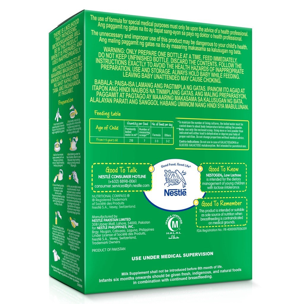Nestogen Low Lactose 400g for 1-3 Years Old Milk Supplement
