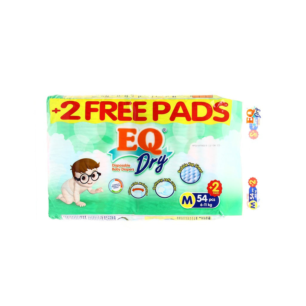 EQ Dry Tape Baby Diapers Jumbo Pack Medium 54