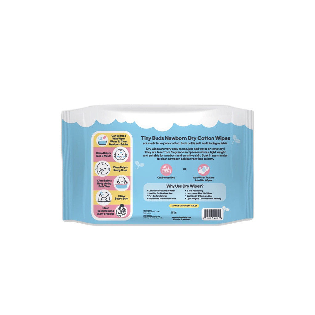 Tiny Buds Newborn Dry Cotton Wipes 50 Sheets