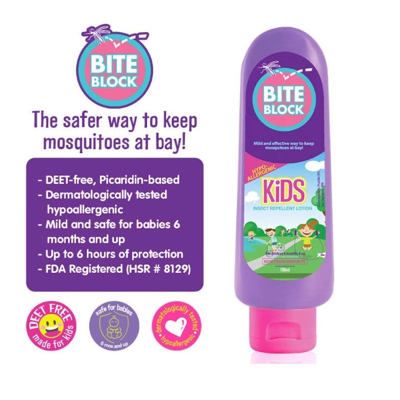 Bite Block Kids Insect Repellent Lotion 100mL - POWDER SCENT