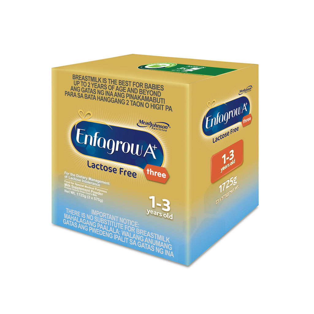 Enfagrow A+ Three Lactose Free 1.725kg for 1-3 Years Old Dietary Management of Lactose Intolerance