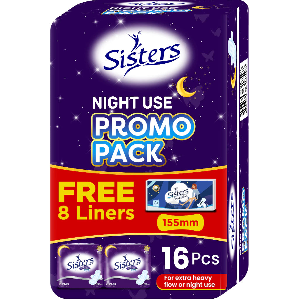 Promo 2 Sisters Net Side Nigth 8's + 1 Pantyliner Econo 8's