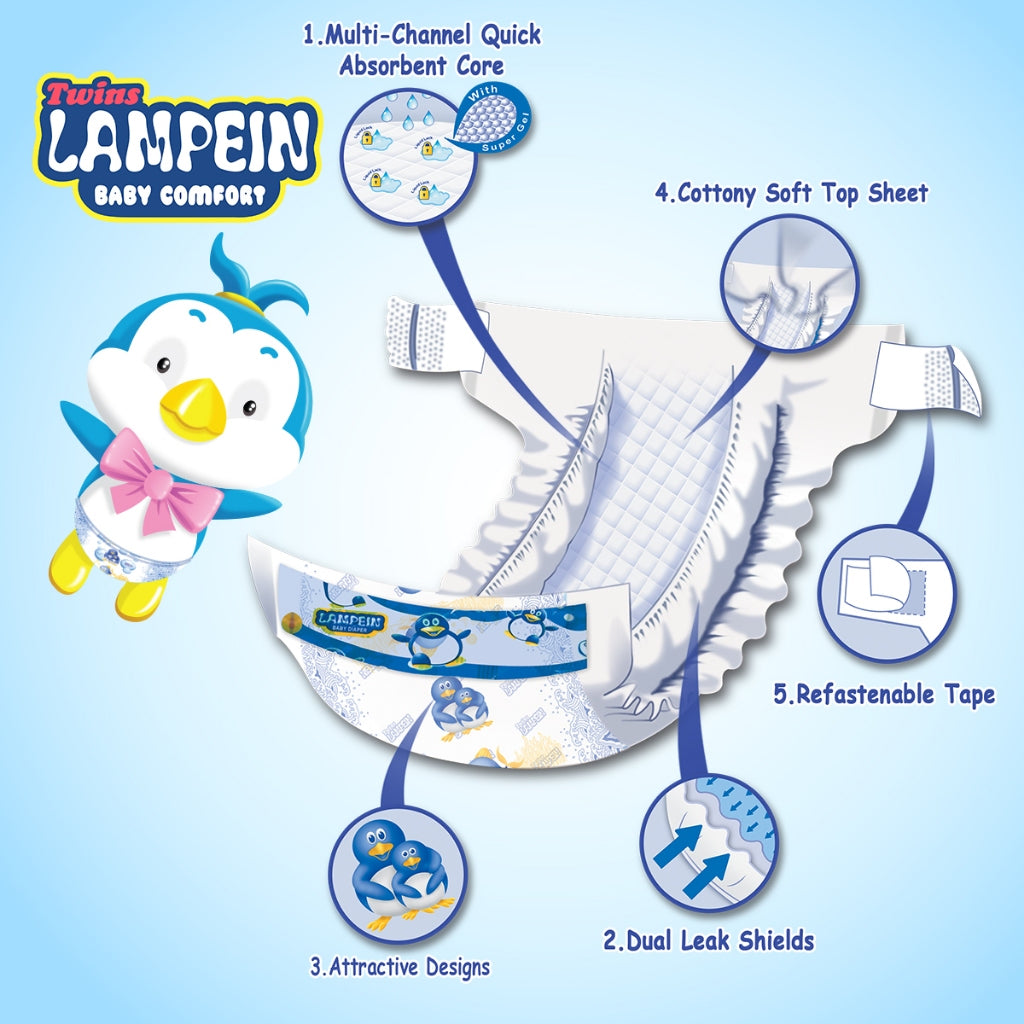 Twins Lampein Baby Diaper Jumbo Pack Medium 60