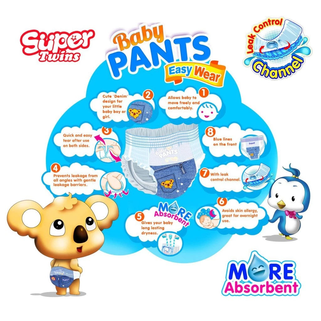 Super Twins Pants Baby Diaper Medium 24 - PANTS