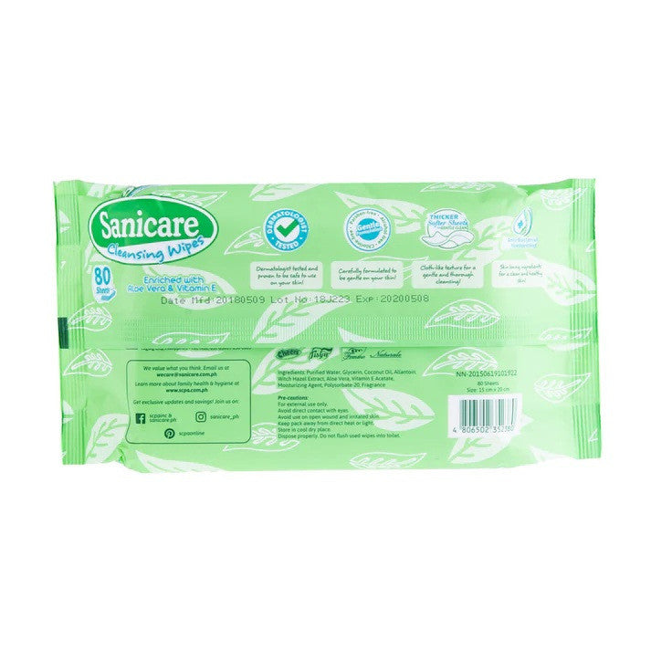 Sanicare Cleansing Wipes 80 Sheets - Eucalyptus Scent