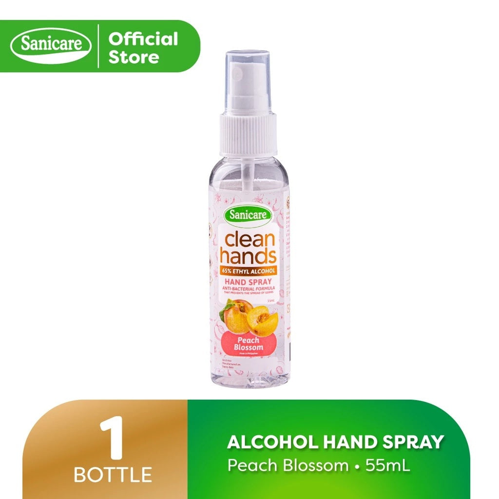 Sanicare Clean Hands Alcohol Spray 55ml - Peach Blossom Scent