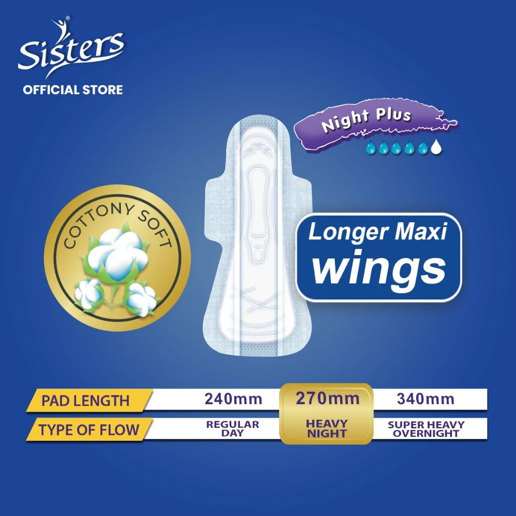 Sisters Sanitary Napkin Silk Floss (Night-use) 8 Pads