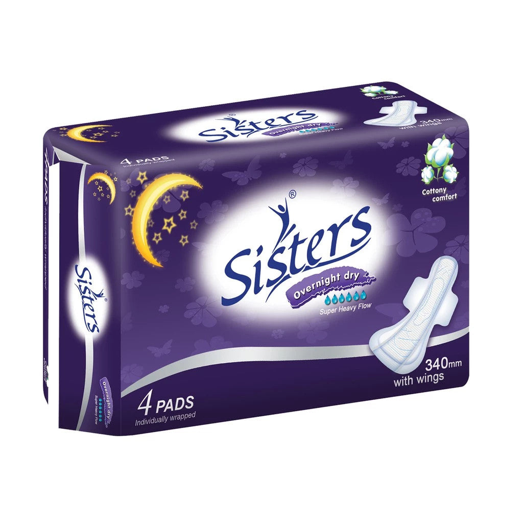 Sisters Sanitary Napkin Perforated Cottony Overnight 4 Pads