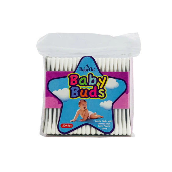 Babyflo Baby Buds White Plastic Stem 200 Tips