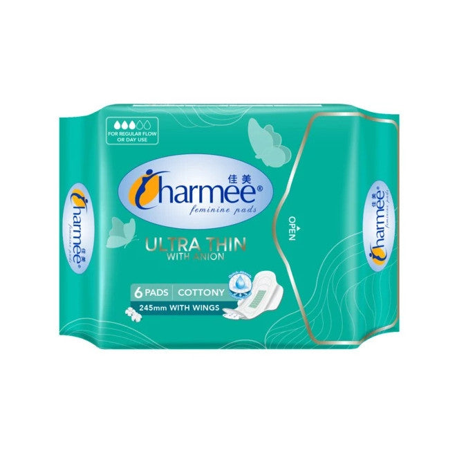 Charmee Sanitary Napkin Ultra Thin With Anion with Wings 6's