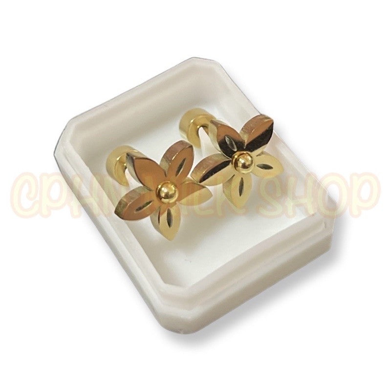 Stainless Steel Earrings Gold Daisy