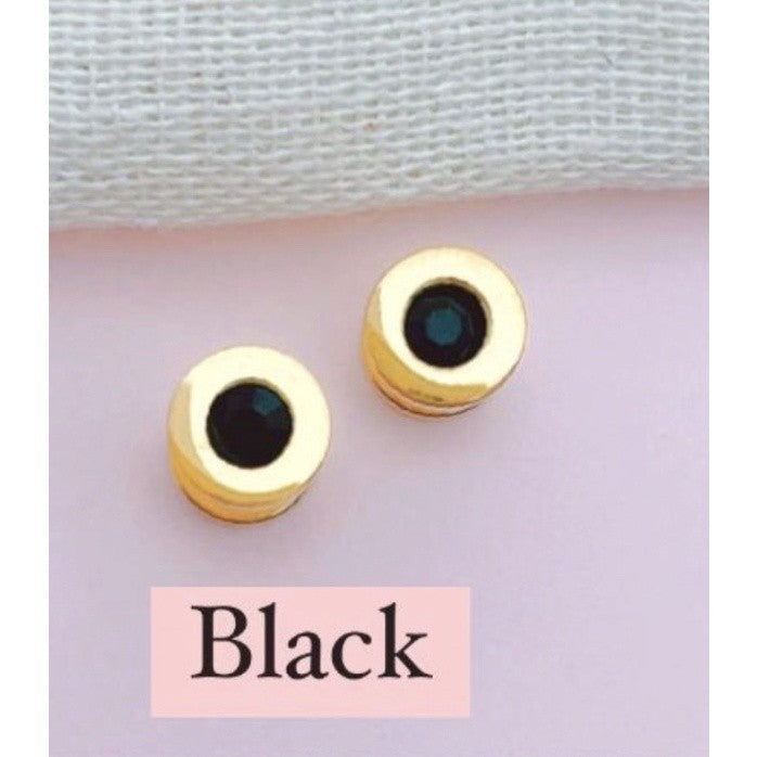 Stainless Steel Earrings Birthstone Flat Circle