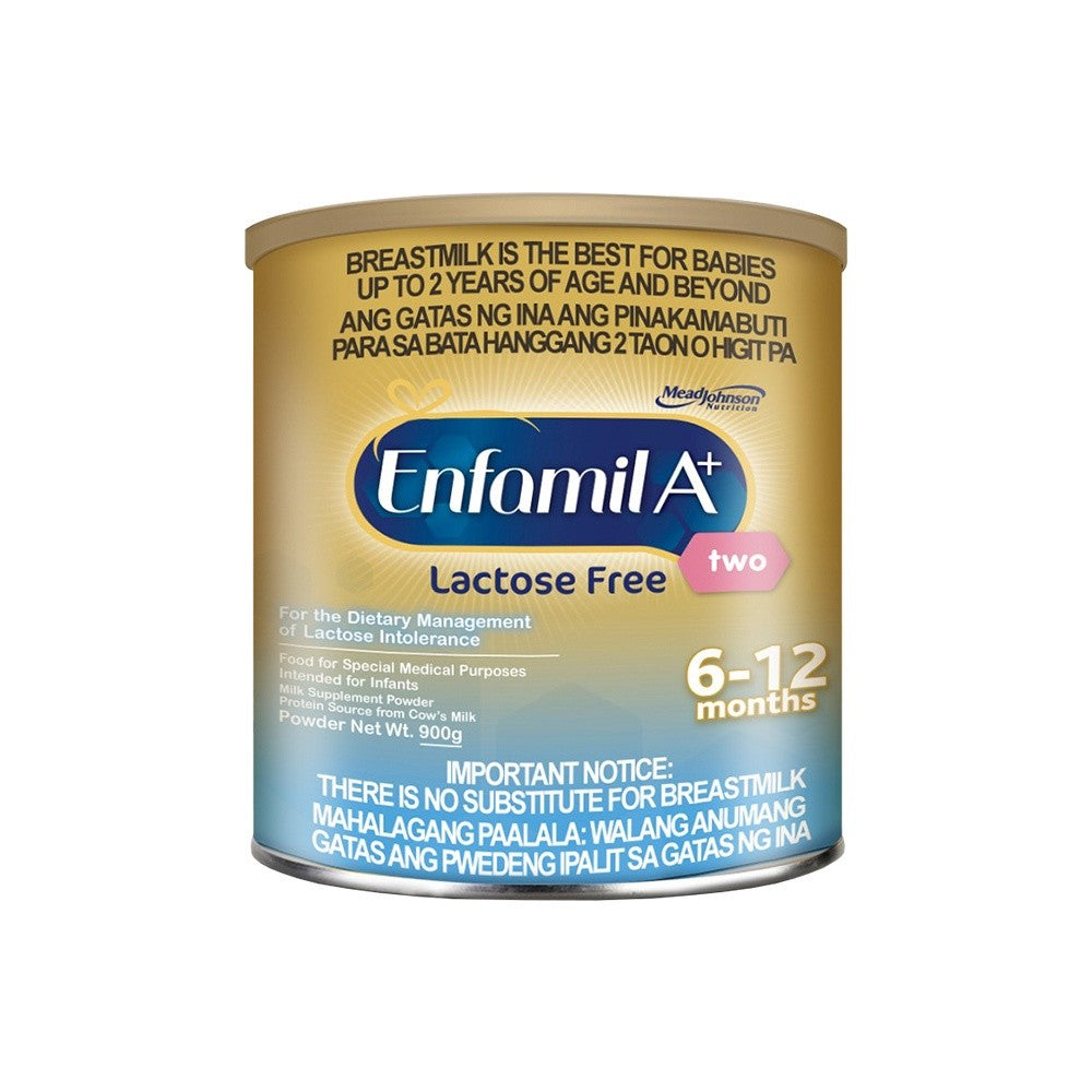 Enfamil A+ Two Lactose Free 900g for 6-12 Months Old Dietary Management of Lactose Intolerenace