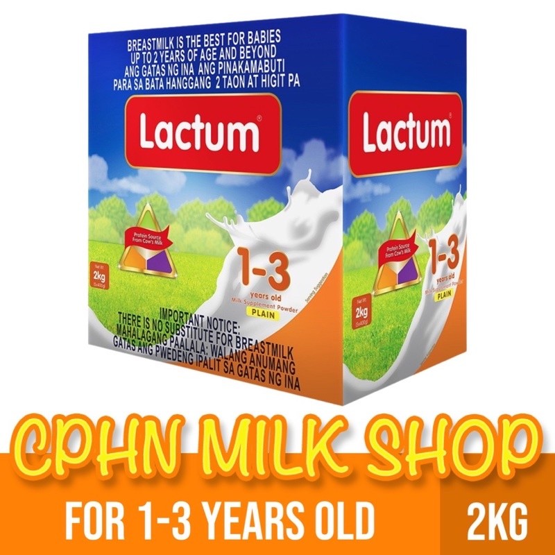 Lactum for 1-3 Years Old 2kg Plain Milk Supplement