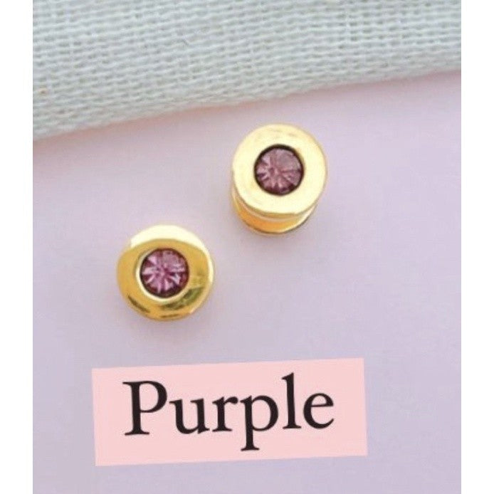 Stainless Steel Earrings Birthstone Flat Circle