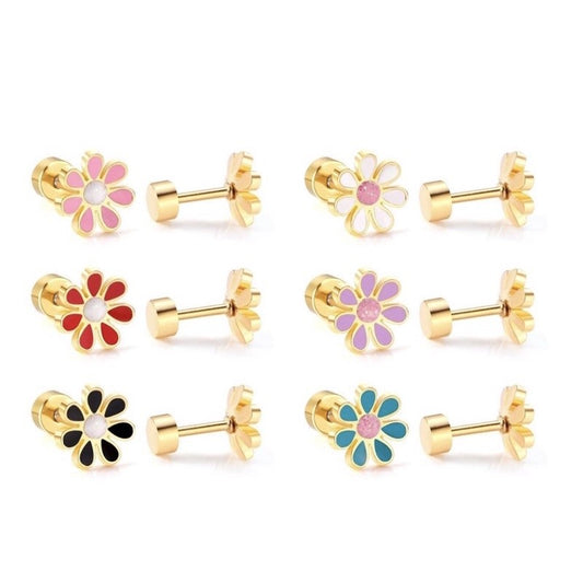 Stainless Steel Earrings Flowers Set A
