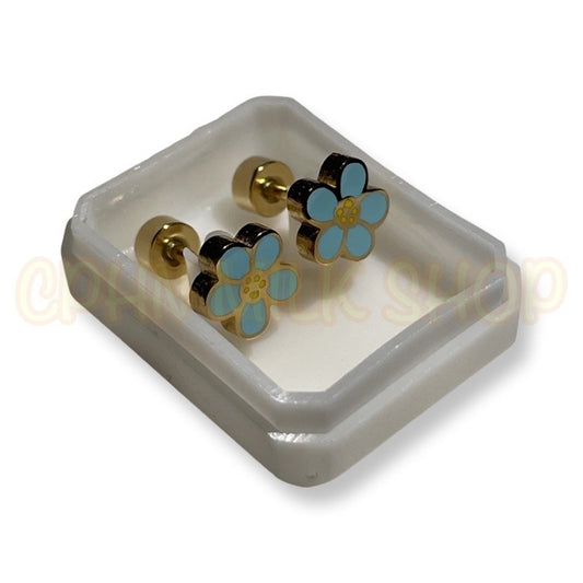 Stainless Steel Earrings Blue Periwinkle