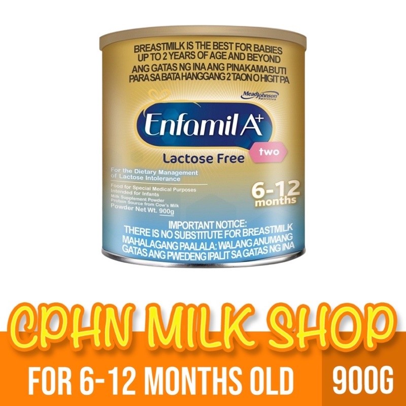 Enfamil A+ Two Lactose Free 900g for 6-12 Months Old Dietary Management of Lactose Intolerenace