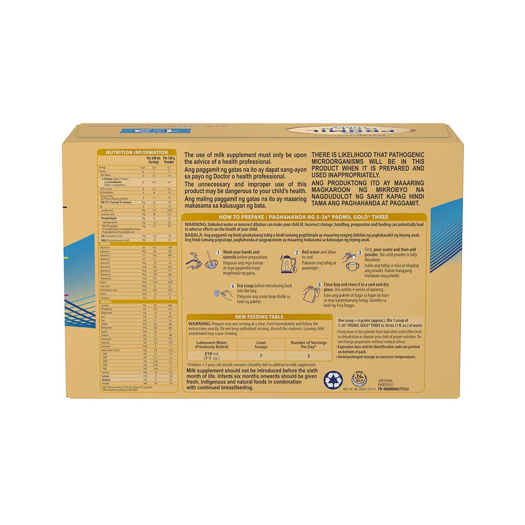 S-26® PROMIL GOLD® THREE 2.4kg for 1-3 Years Old Milk Supplement