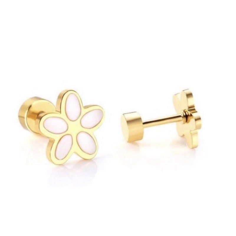 Stainless Steel Earrings Flowers Set B