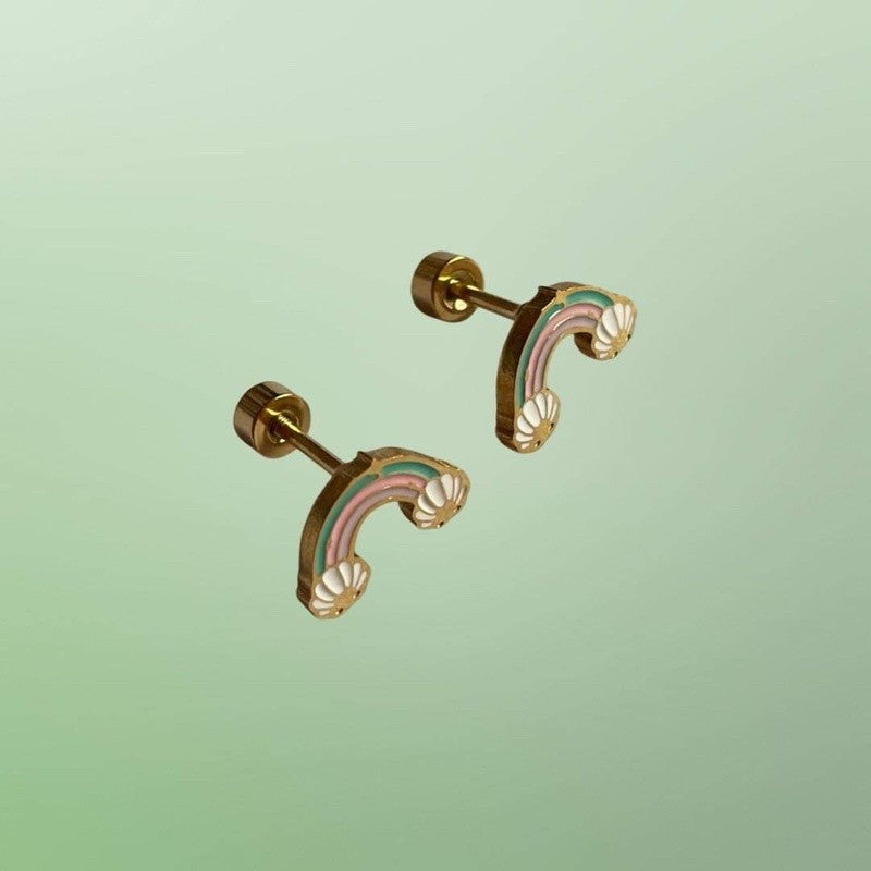 Stainless Steel Earrings Mermaid Rainbow