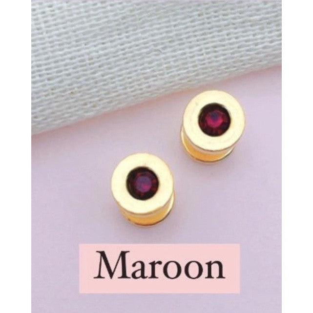 Stainless Steel Earrings Birthstone Flat Circle