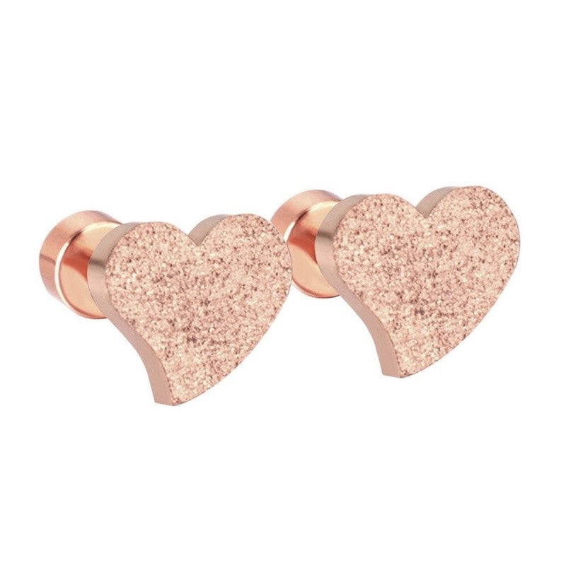 Stainless Steel Earrings Pink Heart