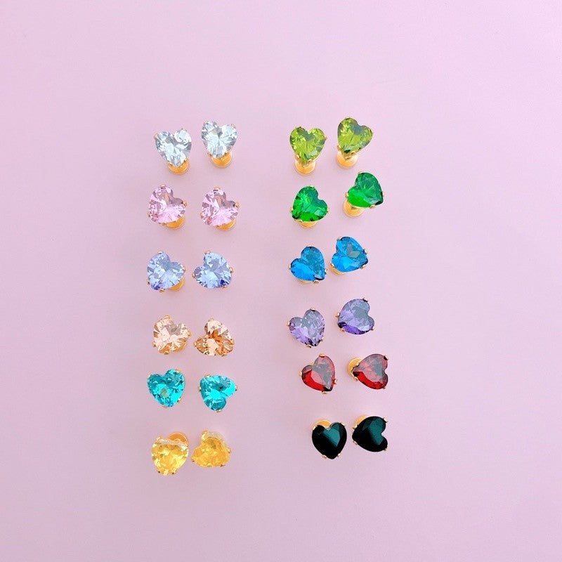 Stainless Steel Earrings Stone Heart