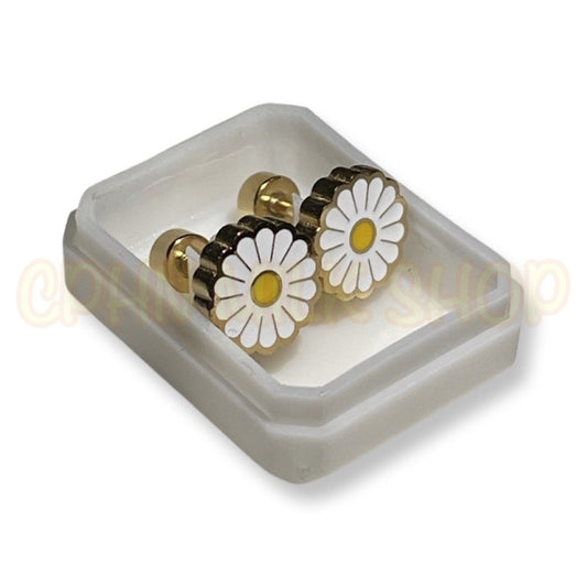 Stainless Steel Earrings White flower