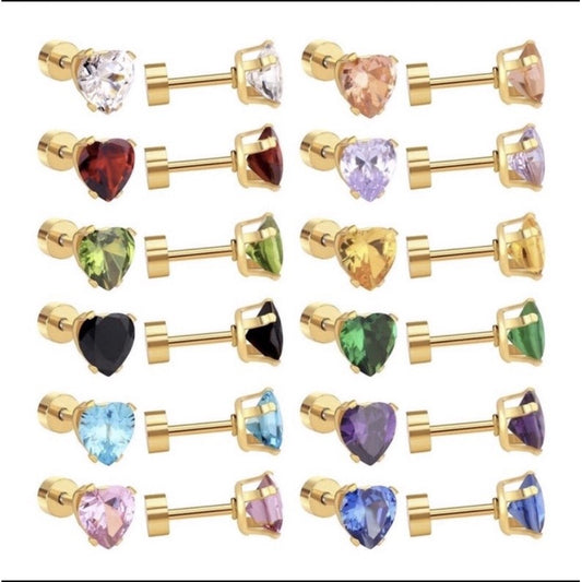 Stainless Steel Earrings Stone Heart