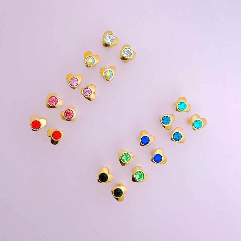 Stainless Steel Earrings Birthstone Heart
