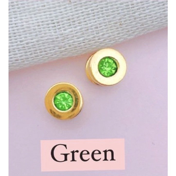 Stainless Steel Earrings Birthstone Flat Circle