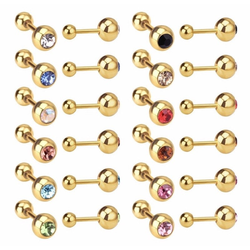 Stainless Steel Earrings Birthstone Ball
