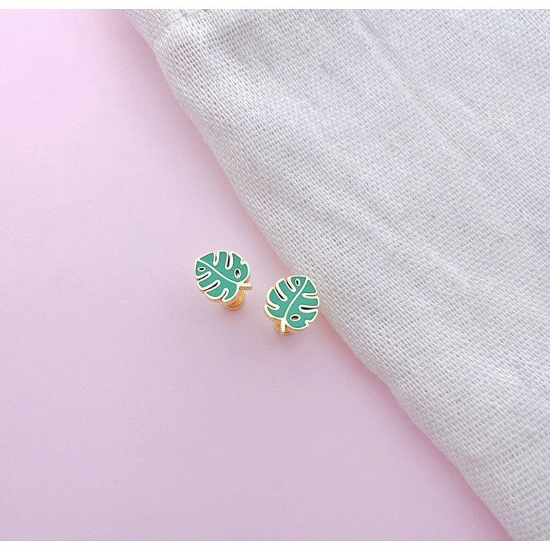 Stainless Steel Earrings Monstera