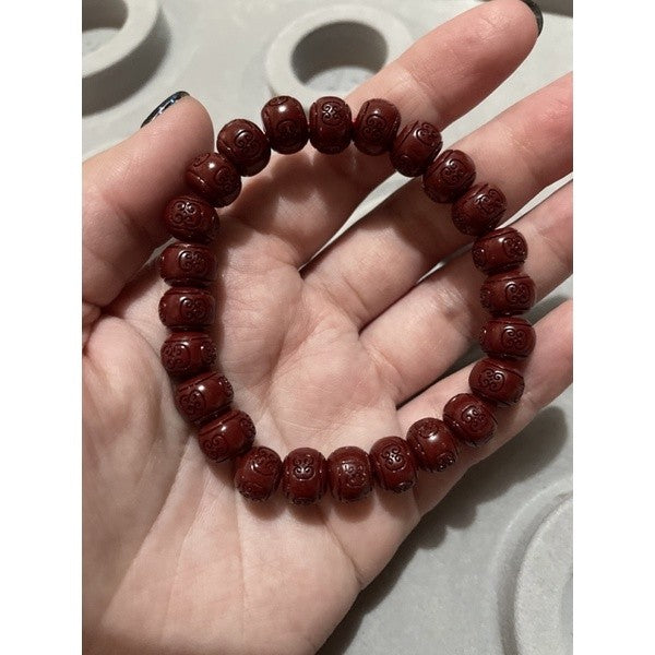 Cinnabar bracelet with chinese character engrave
