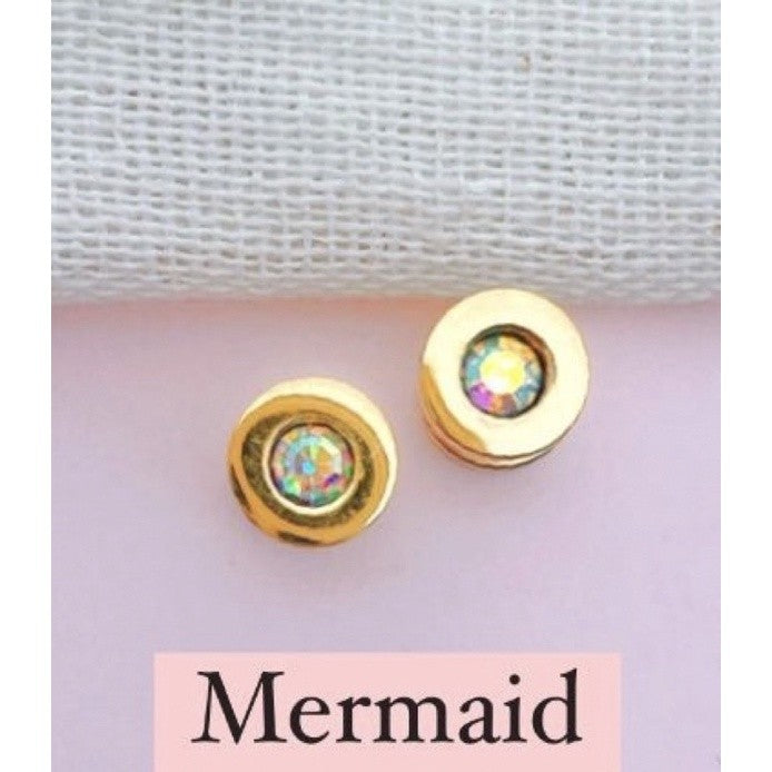 Stainless Steel Earrings Birthstone Flat Circle