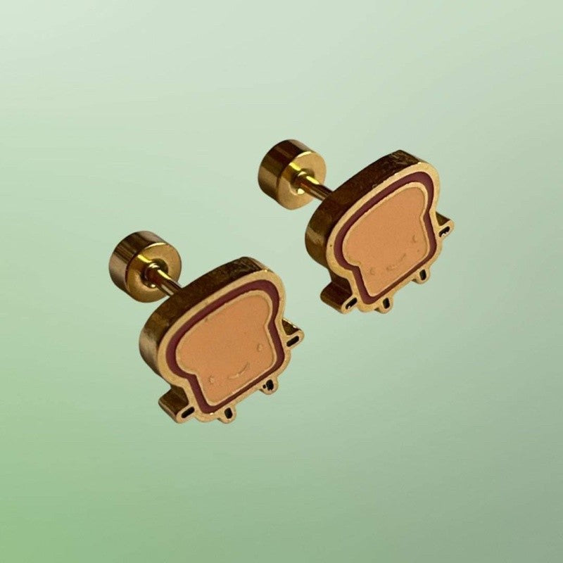 Stainless Steel Earrings Bread