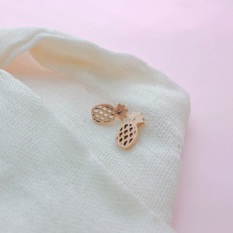 Stainless Steel Earrings Glittery Rosegold Pineapple
