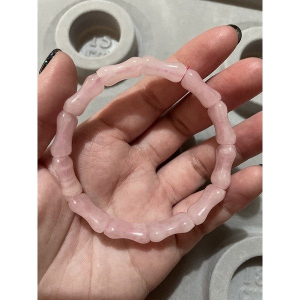 Rose quartz barrel bangle