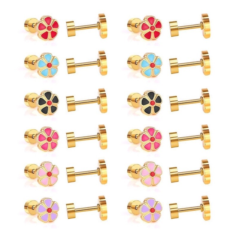 Stainless Steel Earrings Flowers Set C