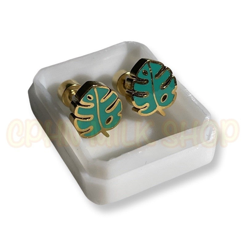 Stainless Steel Earrings Monstera