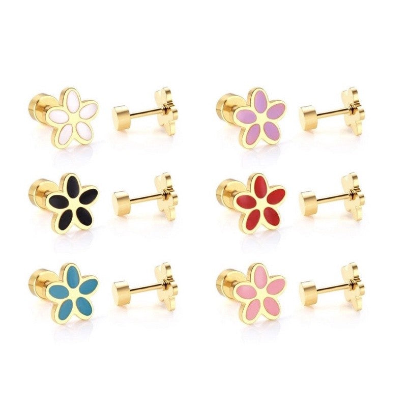 Stainless Steel Earrings Flowers Set B