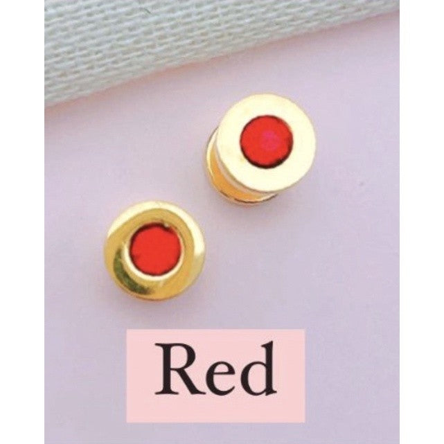 Stainless Steel Earrings Birthstone Flat Circle