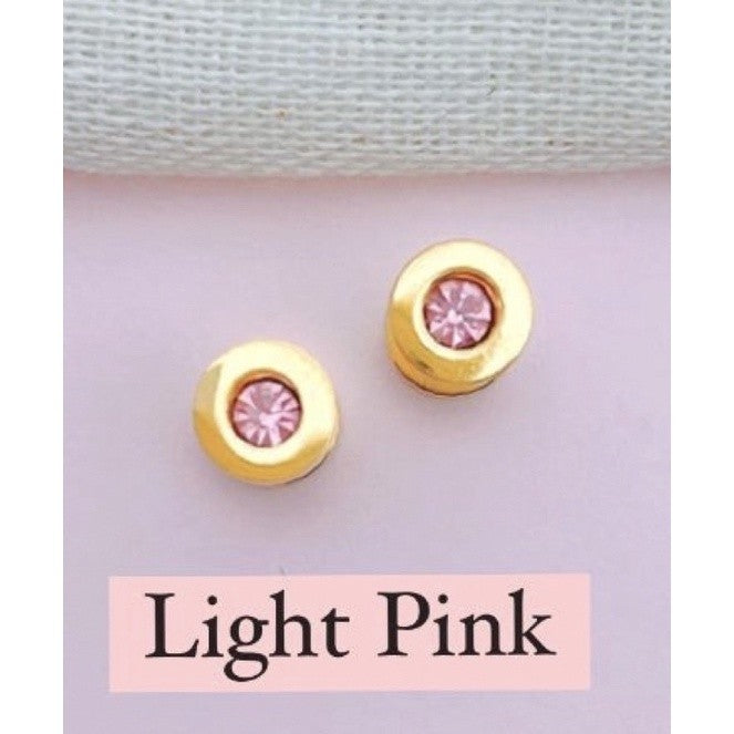 Stainless Steel Earrings Birthstone Flat Circle