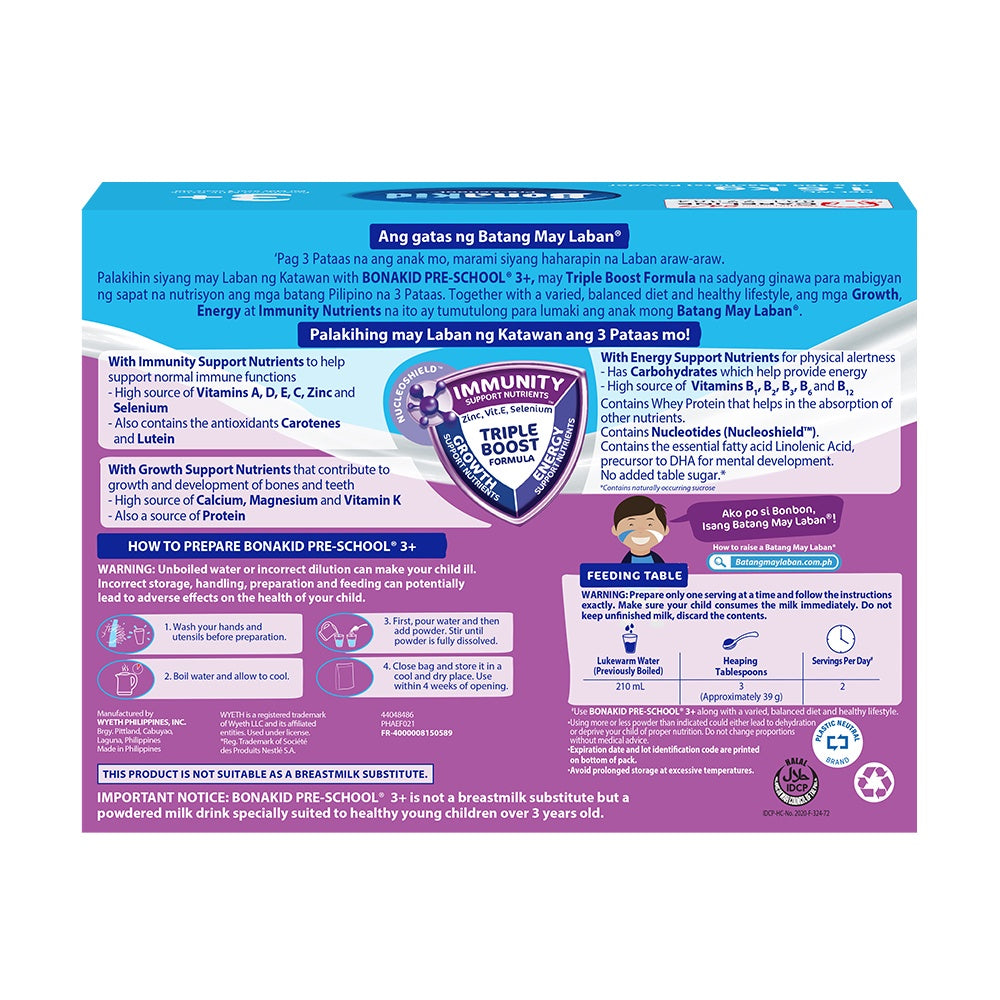 BONAKID PRE-SCHOOL® 3+ 1.6kg for Children Over 3 Years Old Powdered Milk Drink