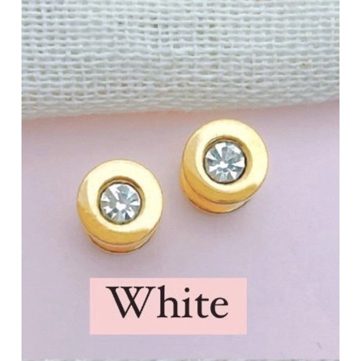 Stainless Steel Earrings Birthstone Flat Circle