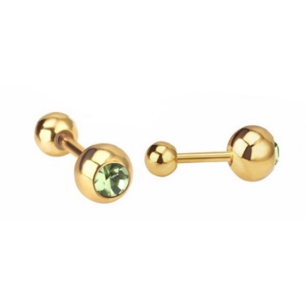 Stainless Steel Earrings Birthstone Ball
