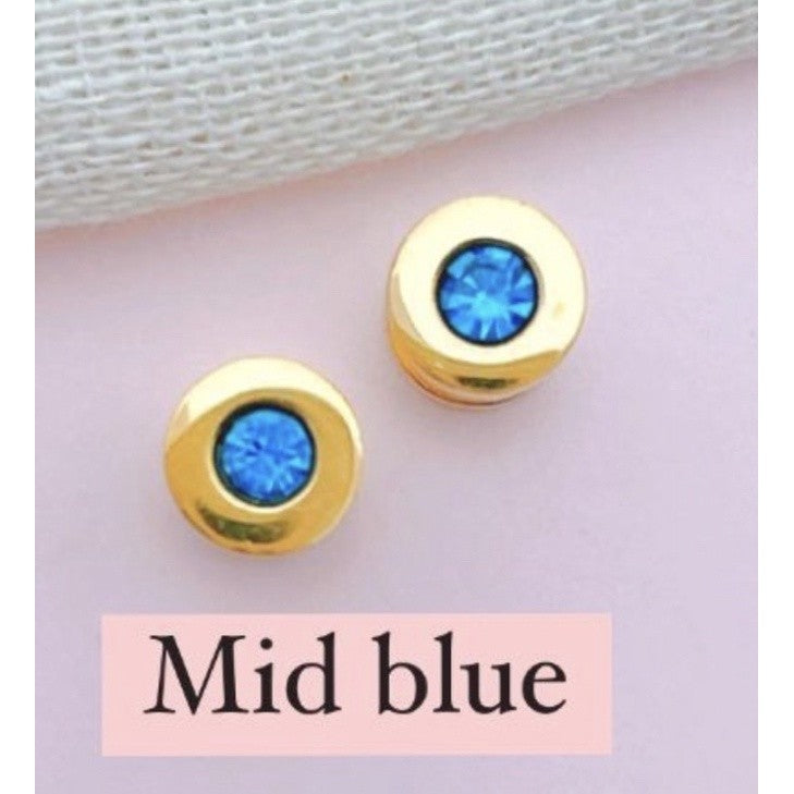 Stainless Steel Earrings Birthstone Flat Circle