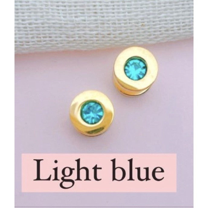 Stainless Steel Earrings Birthstone Flat Circle