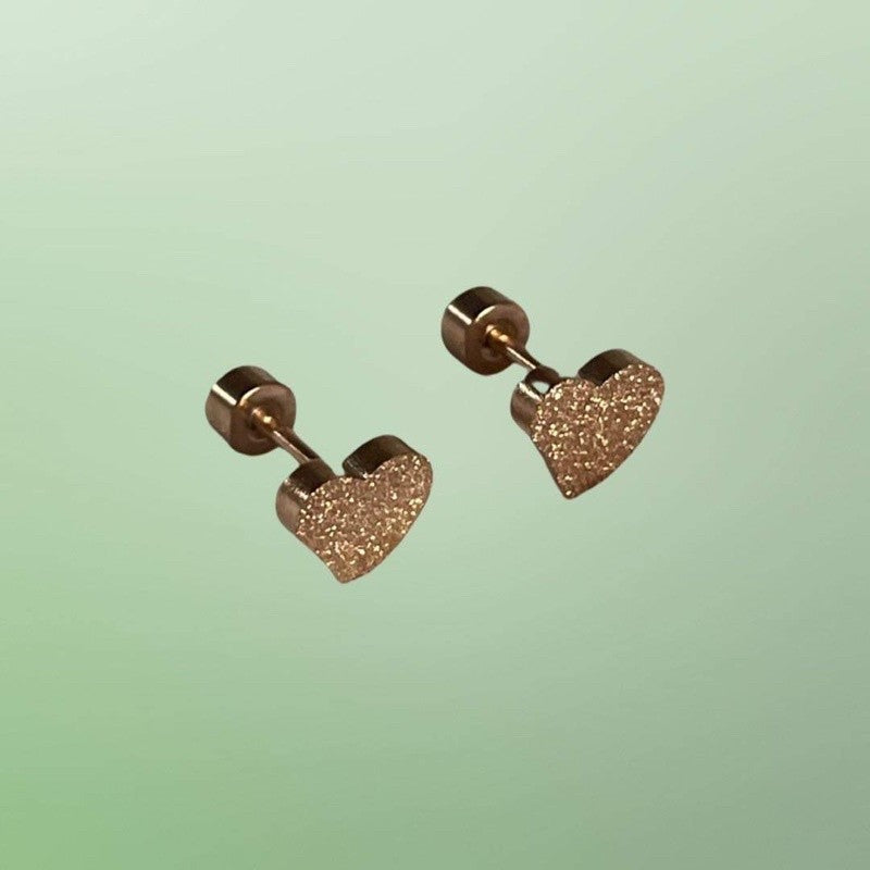 Stainless Steel Earrings Pink Heart